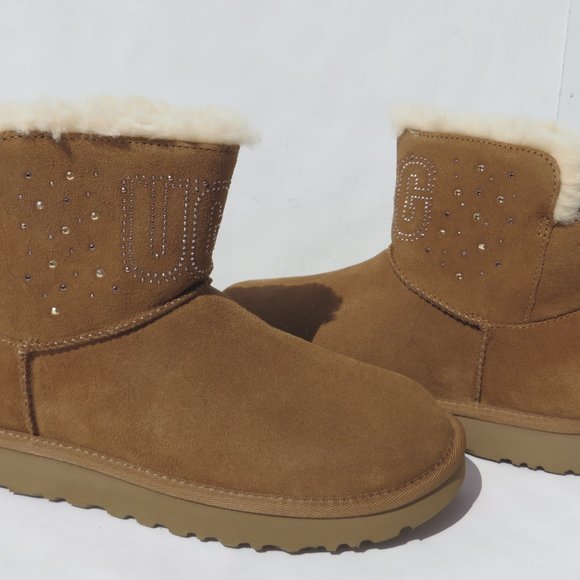 UGG Australia NEW Boots Classic Ugg Gem Mini Women's 10 CHE Chestnut NIB - Picture 6 of 14